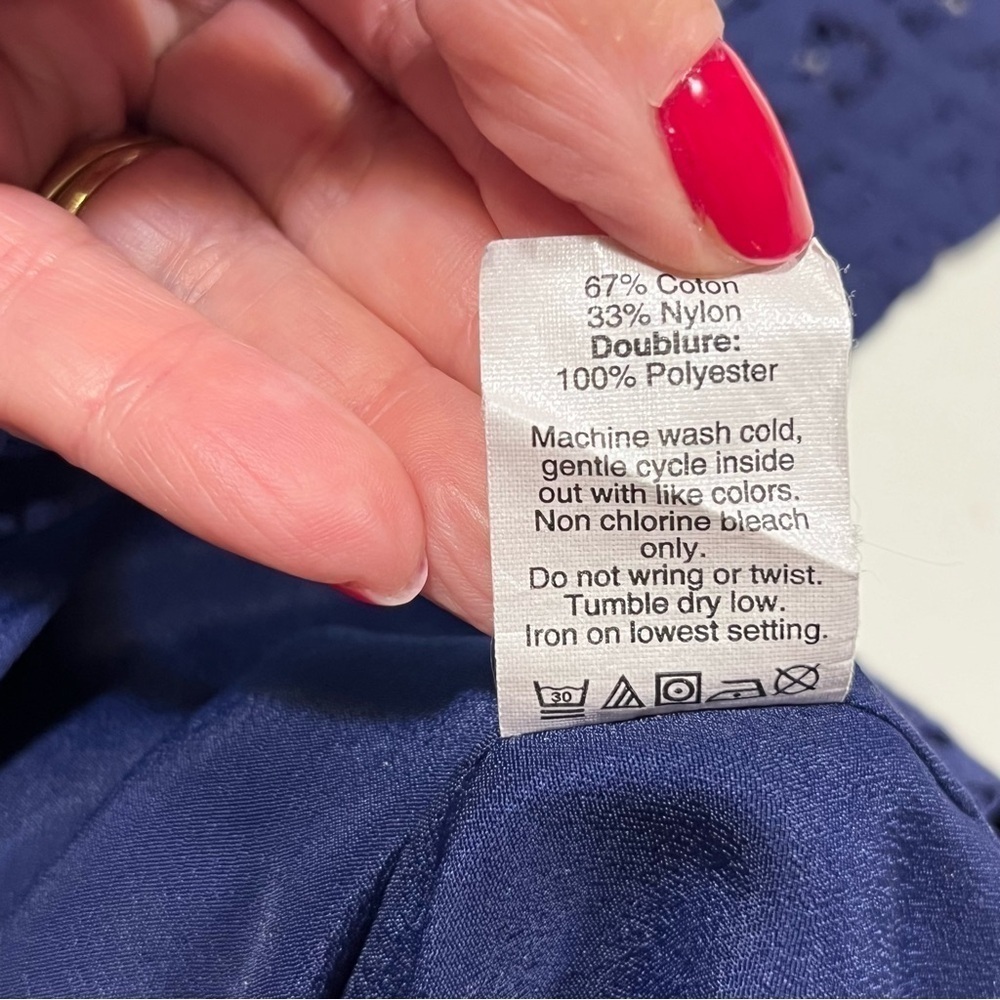 J. Crew Factory Blue Lace Short Sleeve Top 0 - Picture 11 of 11